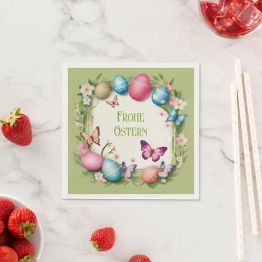 Osterkranz: Frohe Ostern - スタンダードカクテルナプキン (インサイチュ)