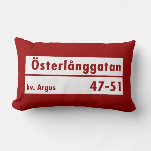Österlånggatan、ストックホルムのスウェーデンの道路標識 ランバークッション (正面)
