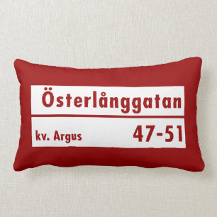 Österlånggatan、ストックホルムのスウェーデンの道路標識 ランバークッション