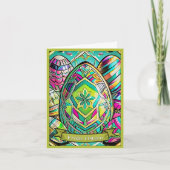 Ostermotiv farbiger Cartoon mit Ostereier 13553 カード (正面)