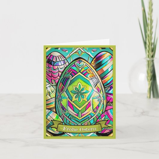 Ostermotiv farbiger Cartoon mit Ostereier 13553 カード (正面)