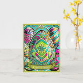 Ostermotiv farbiger Cartoon mit Ostereier 13553 カード (黄色い花)