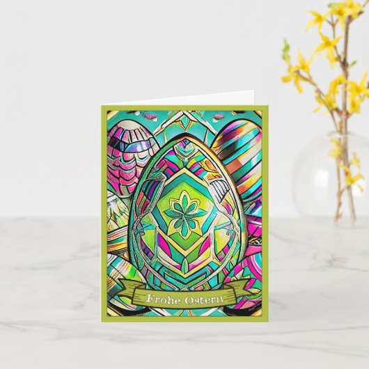 Ostermotiv farbiger Cartoon mit Ostereier 13553 カード (黄色い花)