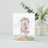 Osterpostkarte mit süssem Hasen und Pferd シーズンポストカード (スタンド正面)