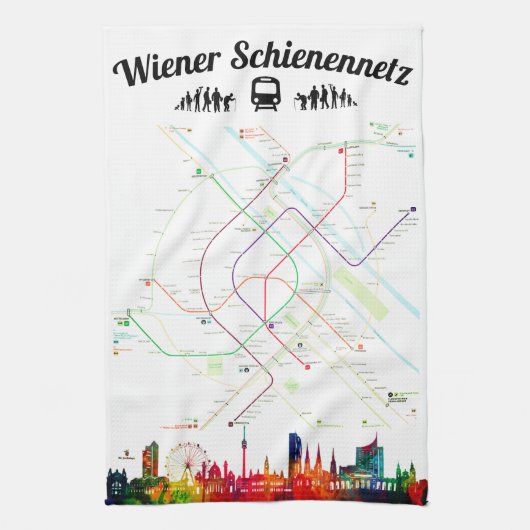 " Österreich: 2021/heute - Wiener Schienennetz キッチンタオル (縦)