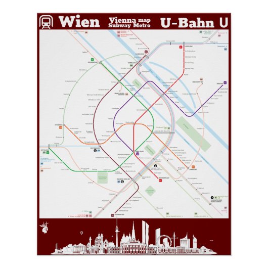" Österreich: Wien U-Bahn SUBWAYmap ... ポスター (正面)