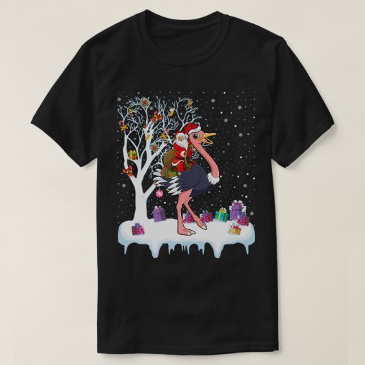 Ostrich Bird Lover Xmas Gift Santa Riding Ostrich  Tシャツ (デザイン正面)