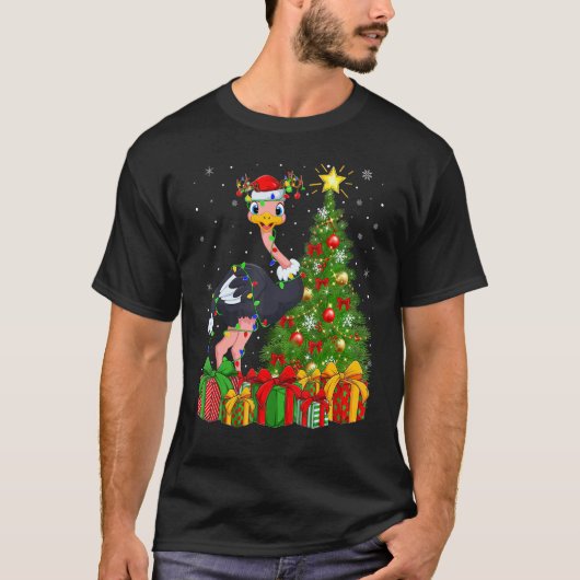 Ostrich Bird   Xmas Holiday Santa Ostrich Christma Tシャツ (正面)