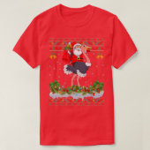 Ostrich Bird Xmas Pajama Ugly Santa Riding Ostrich Tシャツ (デザイン正面)