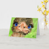 Ostrich Greeting Cardをチェックイン カード (黄色い花)