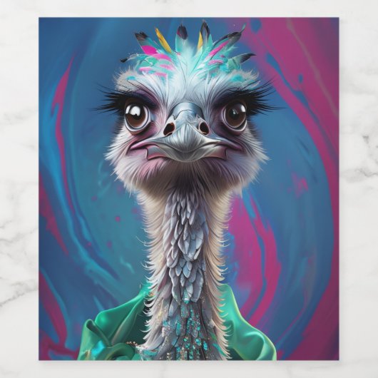 Ostrich themed  ワインラベル (シングルラベル)
