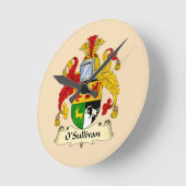 O'Sullivan Family Coat of Arms Round Clock ラウンド壁時計 (傾斜)