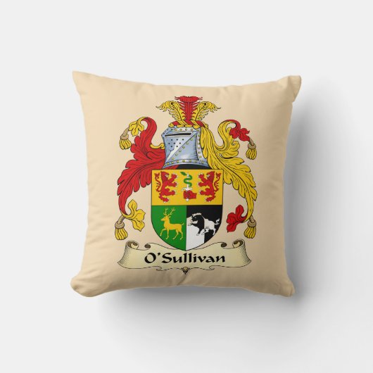 O'Sullivan Family Coat of Arms Throw Pillow クッション (正面)