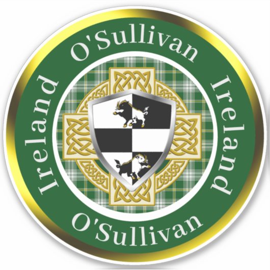 O'Sullivan Irish Shield/Celtic Cross Personalized シール (正面)