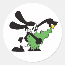 Oswald The Lucky Rabbit Christmas Tree ラウンドシール