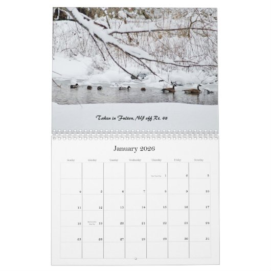 Oswego郡のカスタムによって印刷されるカレンダー場面 カレンダー (1月 2026)