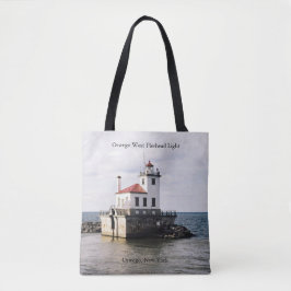 Oswego West Pierhead Light all over tote bag トートバッグ