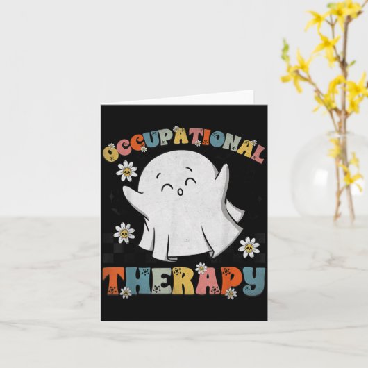 Ot Occupational Therapy Halloween Retro Ghost Ot H カード (黄色い花)