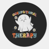 Ot Occupational Therapy Halloween Retro Ghost Ot H ラウンドシール (正面)