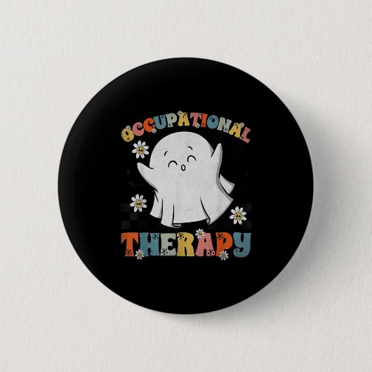 Ot Occupational Therapy Halloween Retro Ghost Ot H 缶バッジ (正面)