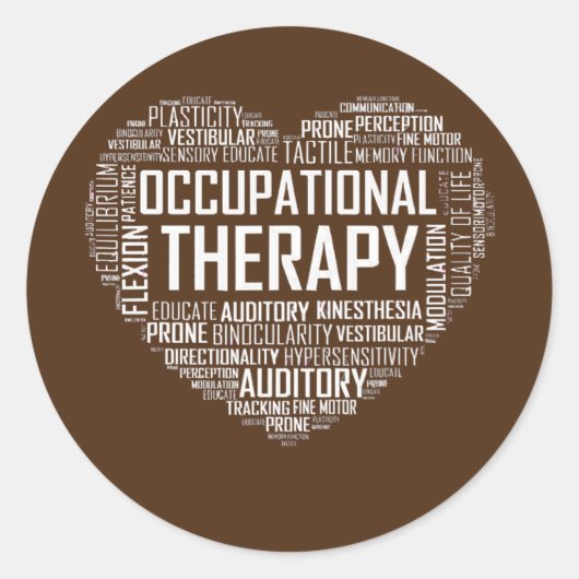 OT Occupational Therapy Heart Occupational ラウンドシール (正面)