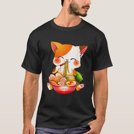 Otaku Lifestyle Threads Co Ramen Cat Anime Kawaii  Tシャツ (正面)