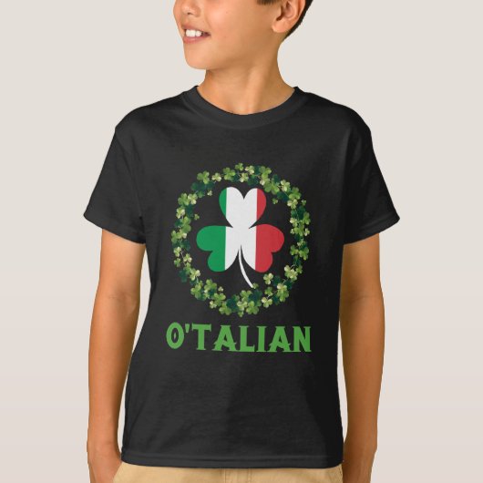O'talian Italian Irish Saint Patricks Day Shamrock Tシャツ (正面)