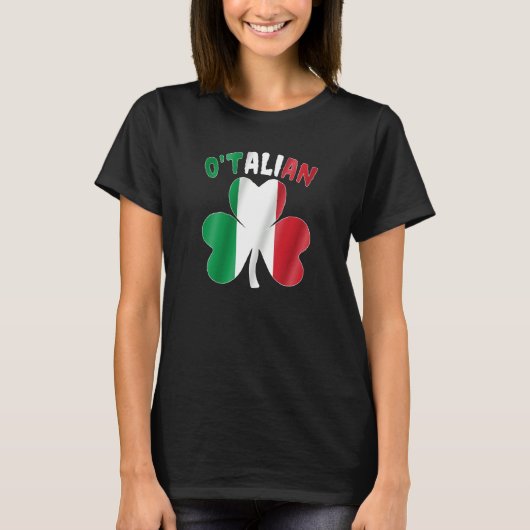 O'talian Italian St patrick's day Italia Shamrock Tシャツ (正面)