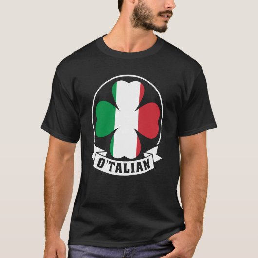 O'Talian Saint Patrick With Irish & Italia Flag on Tシャツ (正面)