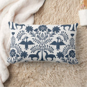 Otomiのプリント、白及び濃紺のBohoの装飾用クッション ランバークッション (ブランケット)