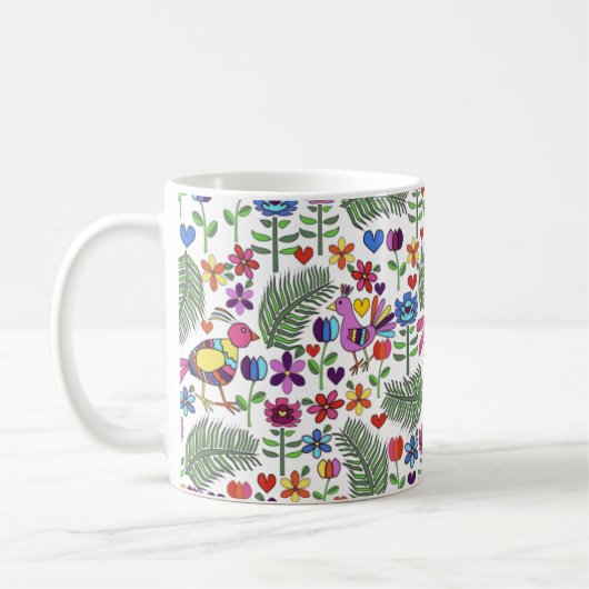 Otomiの花の落書きのマグ コーヒーマグカップ (左)