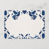 Otomi Blue Floral Elegant Fiesta Spanish Wedding エンクロージャーカード (裏面)