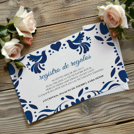 Otomi Blue Floral Elegant Fiesta Spanish Wedding エンクロージャーカード