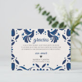 Otomi Blue Floral Elegant Fiesta Spanish Wedding サンキューカード (スタンド正面)