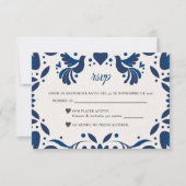 Otomi Blue Floral Elegant Fiesta Spanish Wedding 出欠カード (正面)