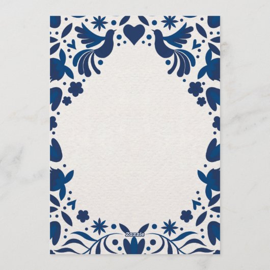 Otomi Blue Floral Elegant Fiesta Spanish Wedding 招待状 (裏面)