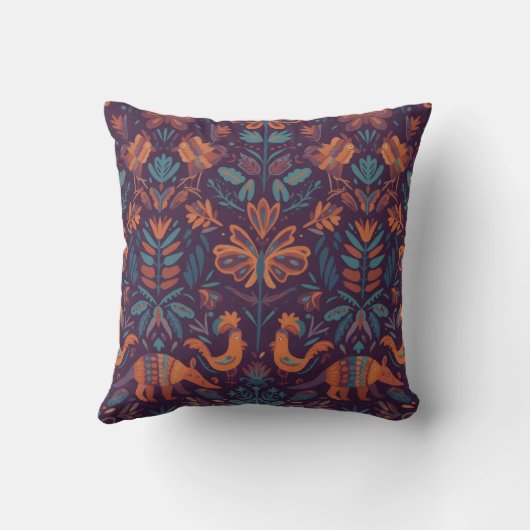 Otomi Mexican Decorative Throw Pillow クッション (裏面)