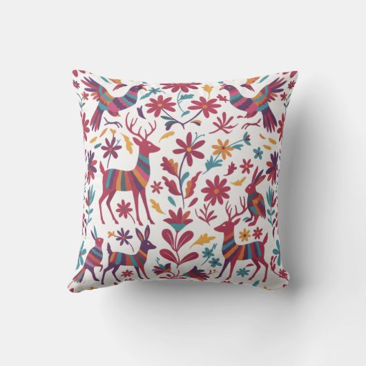 Otomi Mexican Decorative Throw Pillow  クッション (裏面)