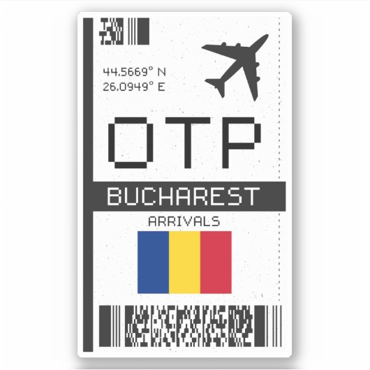 OTP Bucharest,ルーマニア搭乗券 – 空港 シール (正面)