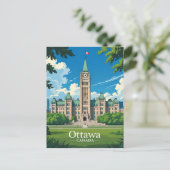 Ottawa Canada Parliament Building, City Skyline ポストカード (スタンド正面)