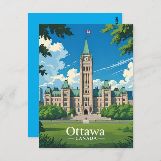 Ottawa Canada Parliament Building, City Skyline ポストカード (正面/裏面)