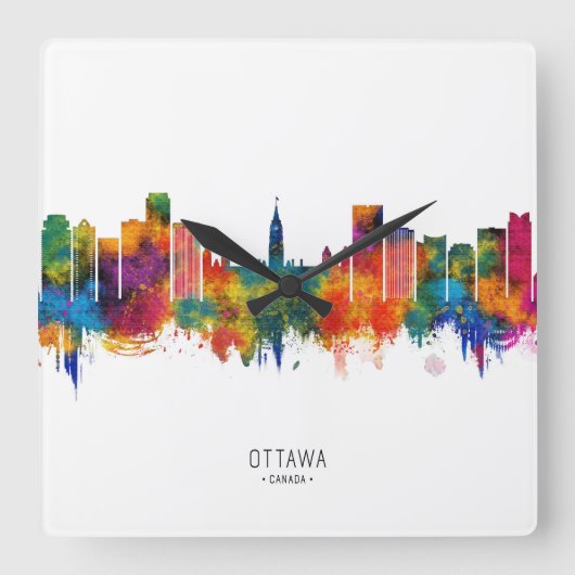 Ottawa Canada Skyline スクエア壁時計 (正面)