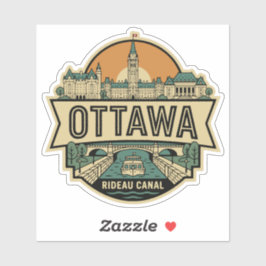 Ottawa Canada Skyline Vintage Travel Badge  シール