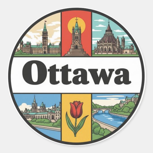 Ottawa Canada Travel ラウンドシール (正面)