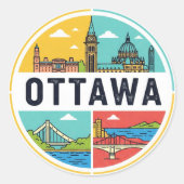 Ottawa Canada Travel ラウンドシール (正面)