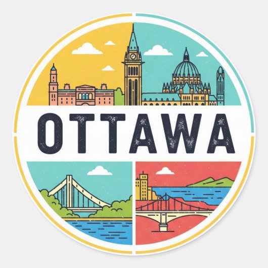 Ottawa Canada Travel ラウンドシール (正面)