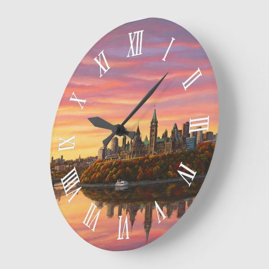 Ottawa Canada Travel ラージ壁時計 (傾斜)