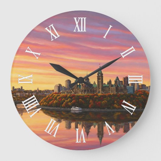 Ottawa Canada Travel ラージ壁時計 (正面)