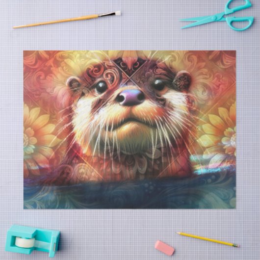 Otterフローラティール(緑がかった色)オレンジオータズデクページ 薄葉紙 (クラフト)