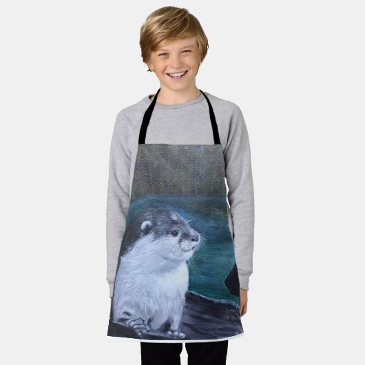 Otter All-Over Print Apron エプロン (着用した状態)